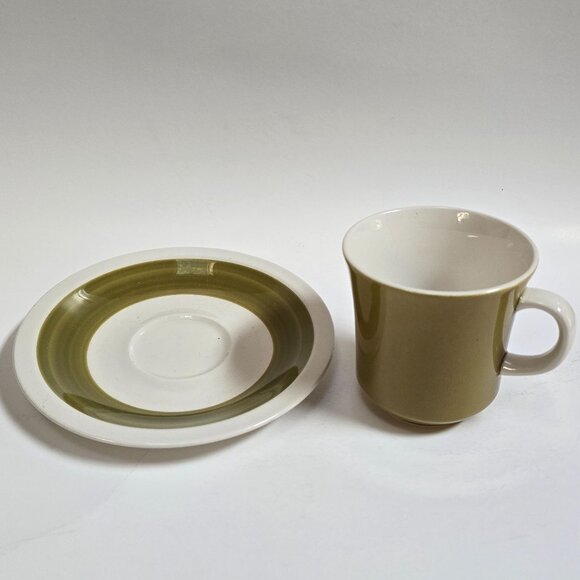 Vintage Mikasa Olive Green Apple Pie Ceramic Cera Stone Cup & Set D1450 - Picture 9 of 10
